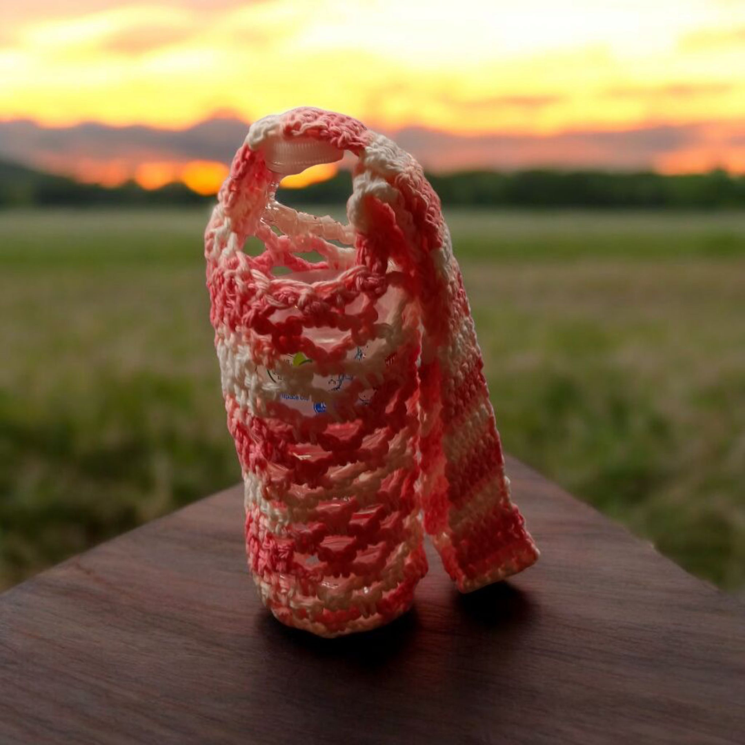 Handmade crochet water bottle carrier