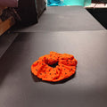 Orange cotton Halloween hair tie with black polka dots